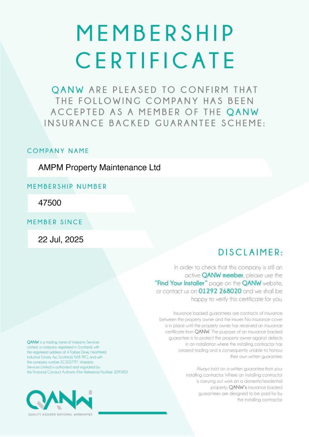 Insurance Backed Guarantee