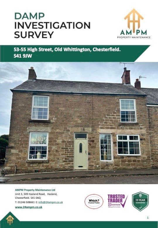 Damp and Timber Survey in Old Whittington, Chesterfield - Professional damp report